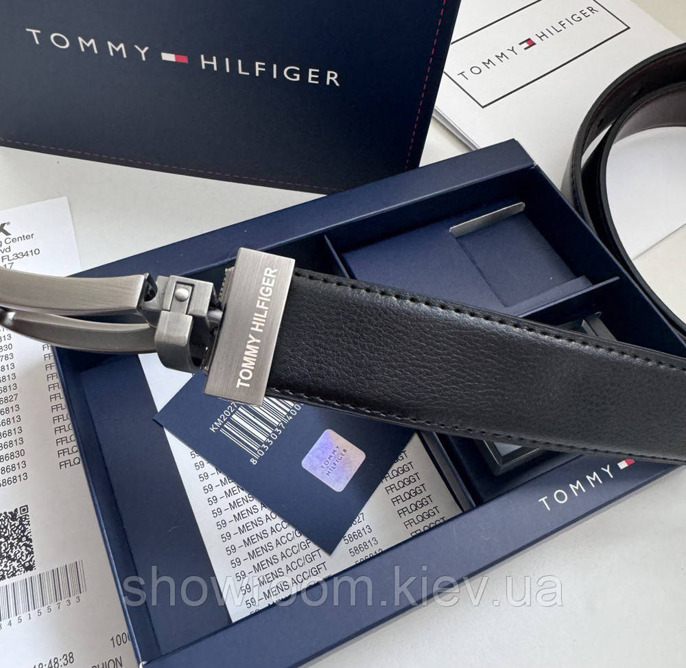Чоловічий шкіряний ремінь із двома пряжками TH (067) Київ - фото 10