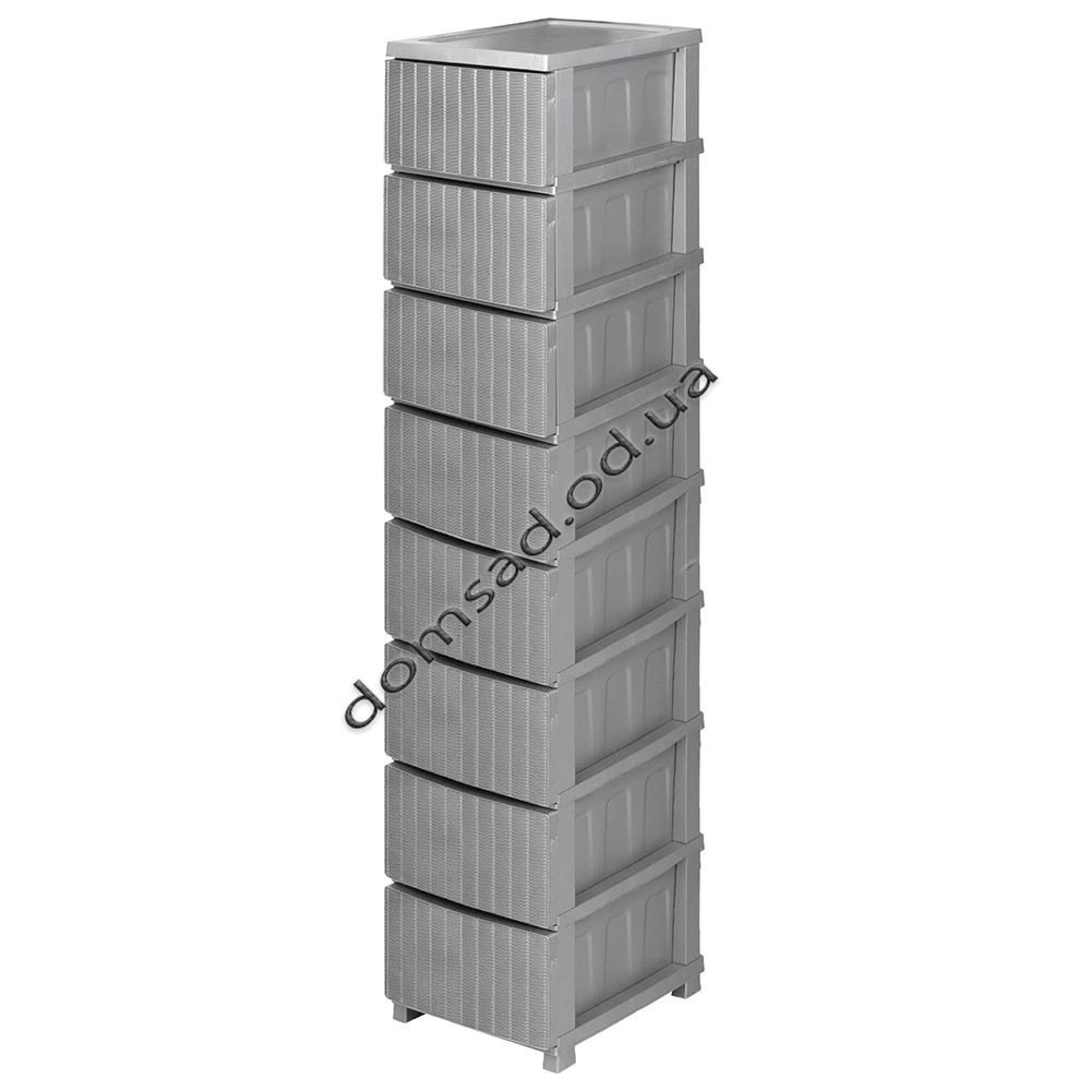 Комод пластиковий "Ротанг" 8 ярусів 166*43*34см, R-Plastic, сірий Одеса - фото 1