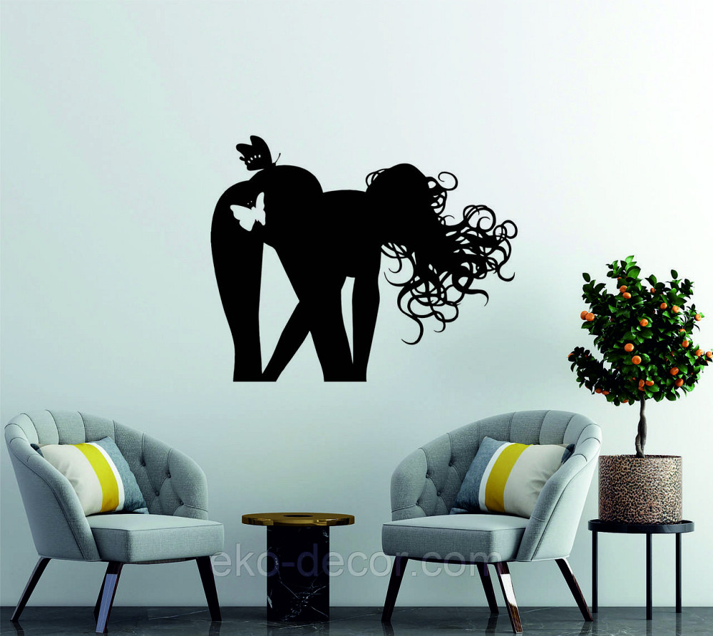 Декоративное настенное Панно «Силуэт женщины», Декор на стену 70*56 см, Черный Киев - изображение 1