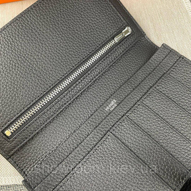 Жіночий чорний шкіряний гаманець Hermes (H-5123) Lux Київ - фото 6