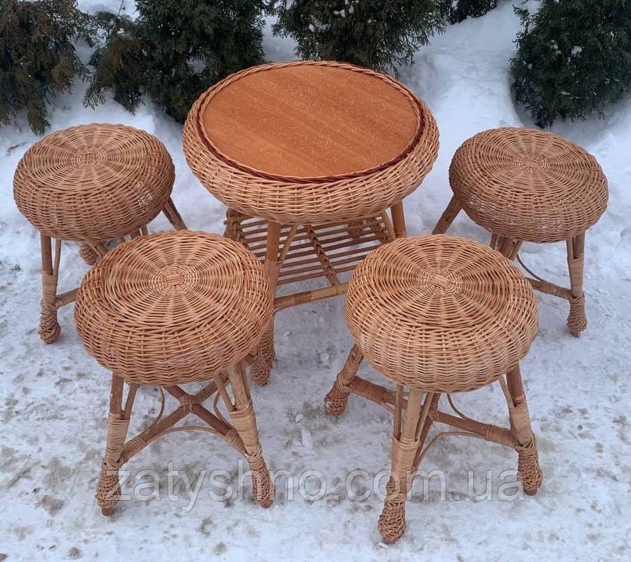 Набор плетеной мебели из лозы  с табуретками Киев - изображение 2
