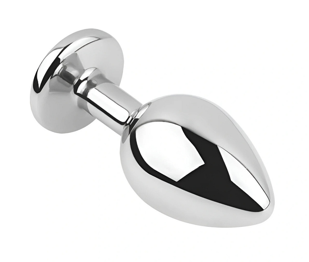 Анальная пробка EGZO Silver Round Plug M, нержавеющая сталь, желтый кристалл Sex Aura Киев - изображение 3