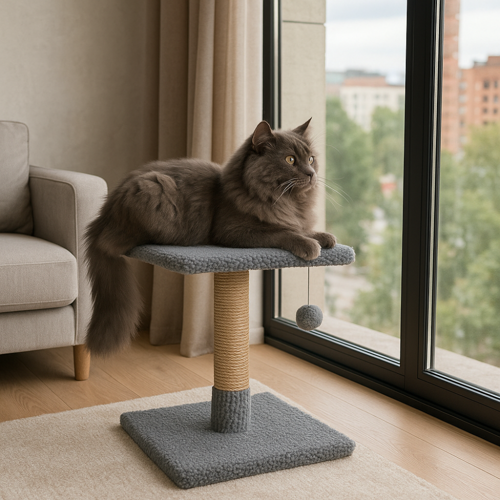 Когтеточка Природа Феликс столбик с платформой для котов 36х36х50 см Киев - изображение 1