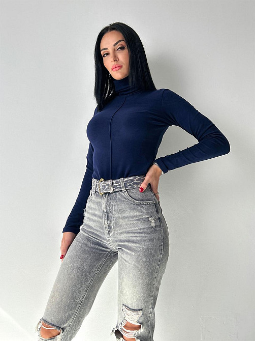 Жіноча тепла базова водолазка "Kelly" оптом | Норма 42-44, Темно-синій Київ - фото 1
