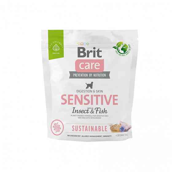 Сухой корм Brit Care Dog Sustainable Sensitive для собак с чувствительным пищеварением, с рыбой и насекомыми, Винница