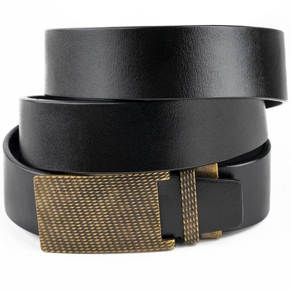 Ремінь чоловічий з латунною пряжкою Vintage 20331 Чорний Київ - фото 6