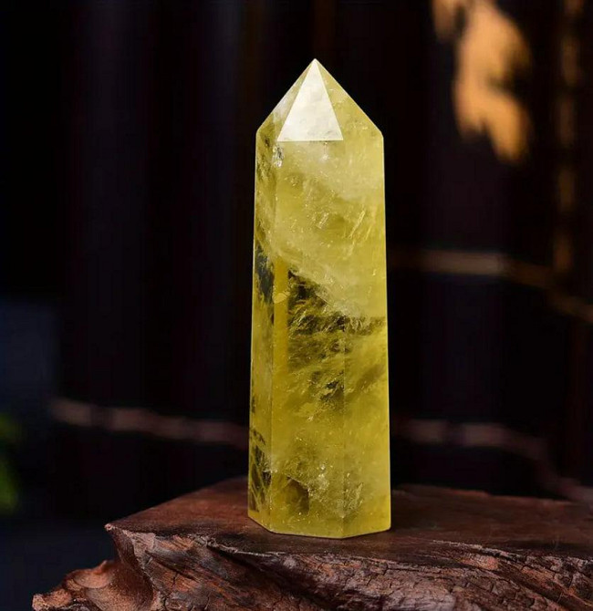 Натуральный обелиск из цитрина 7 см Столбик из натурального лимона, кристалл для энергии, богатства. Киев - изображение 1
