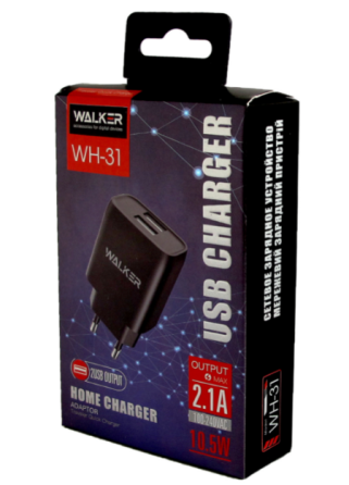 Зарядний пристрій мережевий 2USB 2,1А чорний WALKER WH-31 Житомир
