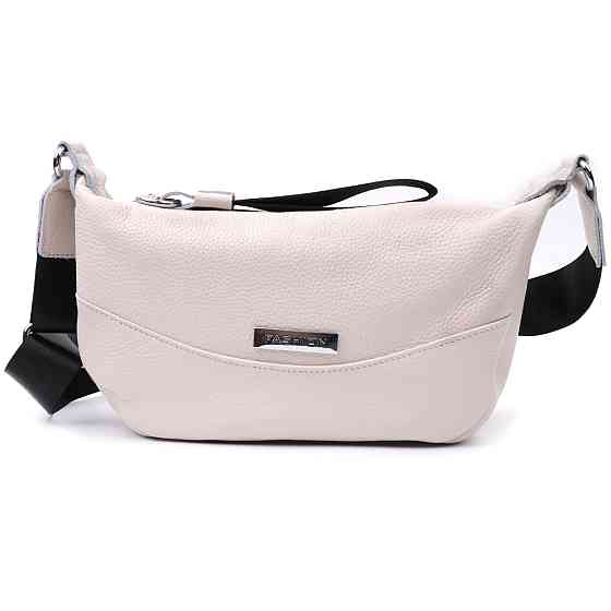 Женская сумка через плечо с необычным бегунком брелком из натуральной кожи Vintage 22616 Белая Киев