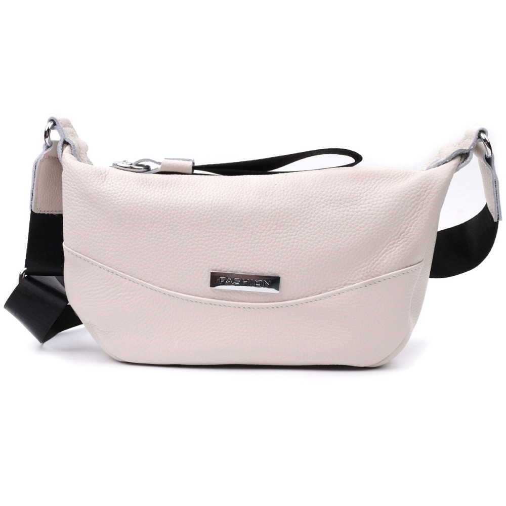 Жіноча сумка через плече з незвичайним бігунком брелоком з натуральної шкіри Vintage 22616 Біла Київ - фото 5