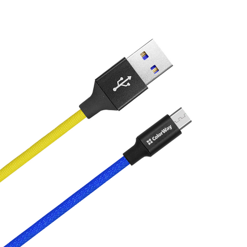 Кабель USB MicroUSB ColorWay CW-CBUM052-BLY 2,4A 1м синій/жовтий Житомир