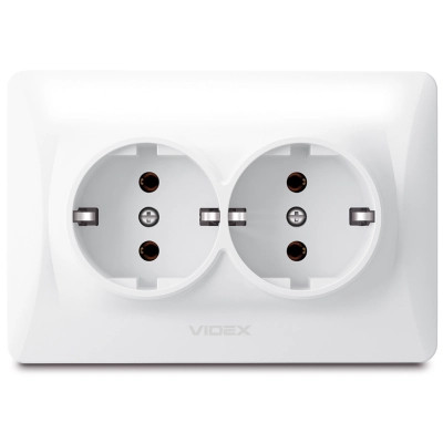Розетка Videx BINERA 2ая із заземленням (VF-BNSK2G-W) Вінниця - фото 1