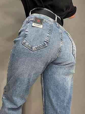 Джинсы женские SESSANTA 16484 MOM jeans высокая посадка увеличенные размеры стрейчевые с ремнем сини Одесса