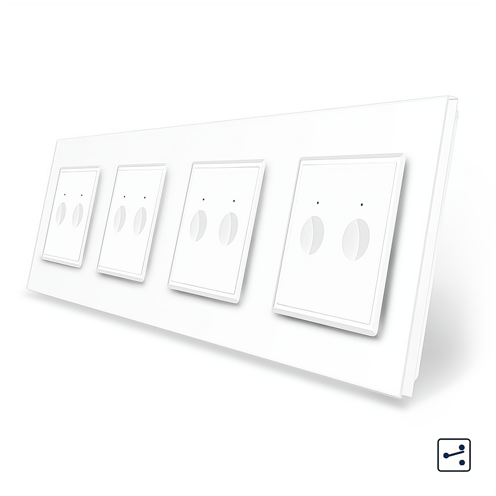 LIVOLO Сенсорний прохідний/перехресний вимикач Sense 8 сенсорів (2-2-2-2) Livolo білий скло (VL Коломия - фото 1
