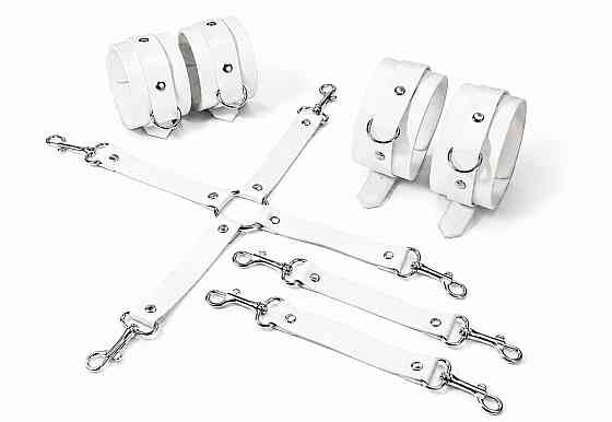 Набір для БДСМ Feral Feelings BDSM Kit 3 White, наручники, поножі, хрестовина Sex Aura Київ