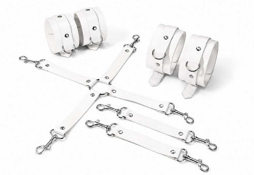 Набір для БДСМ Feral Feelings BDSM Kit 3 White, наручники, поножі, хрестовина Sex Aura Київ - фото 1