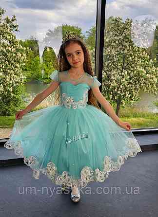 Детское нарядное мятное платье 3Д-Кружево 116-134 Кривой Рог
