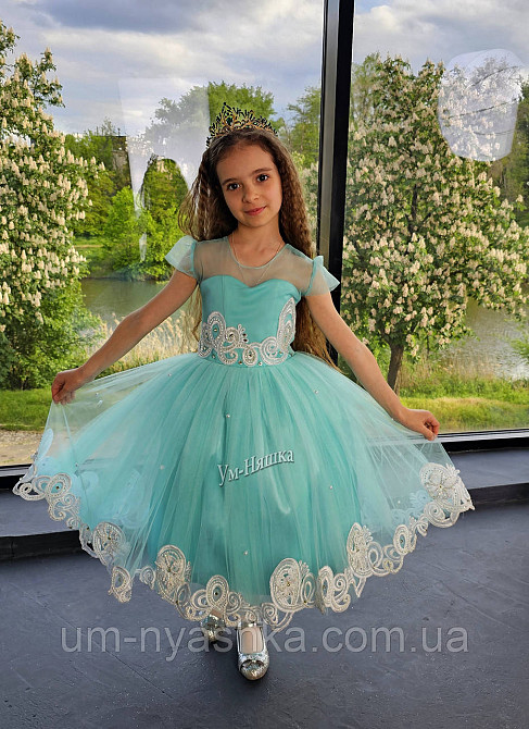 Детское нарядное мятное платье 3Д-Кружево 116-134 Кривой Рог - изображение 3