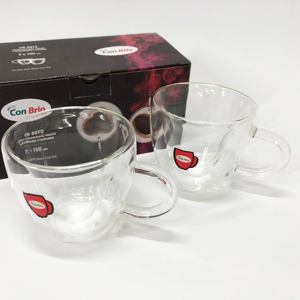Две чашки с двойным дном Con, Чашка с двойными стенками двойным дном Кружка двойнми стенками стекло MD-54 Львов - изображение 3