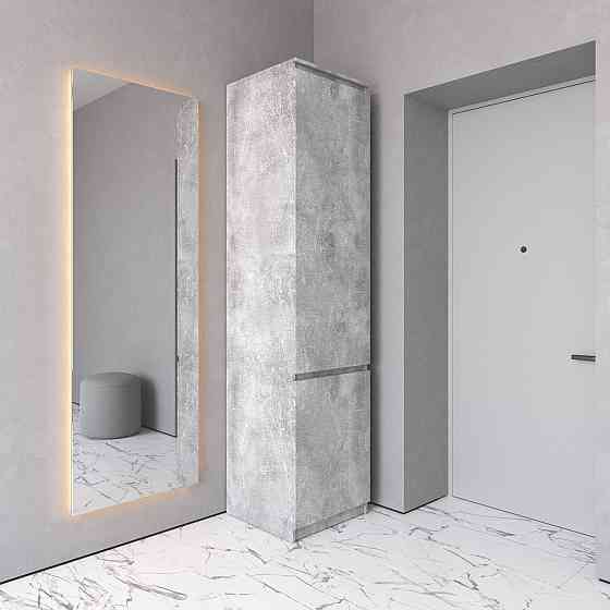 Шафа пенал VAYS R-21 Бетон, з полицями та штангою, без ручок, ЛДСП, 50×50×211 см - для одягу та взуття, в передпокій Львів