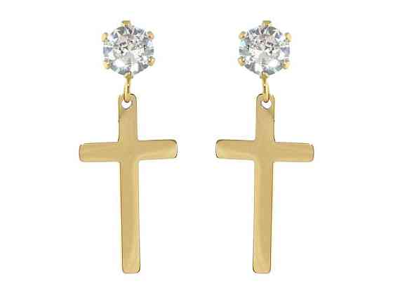 Серьги Stainless Steel 14K пусеты Подвески крестики на кристаллах (201736) ТМ XUPING Киев