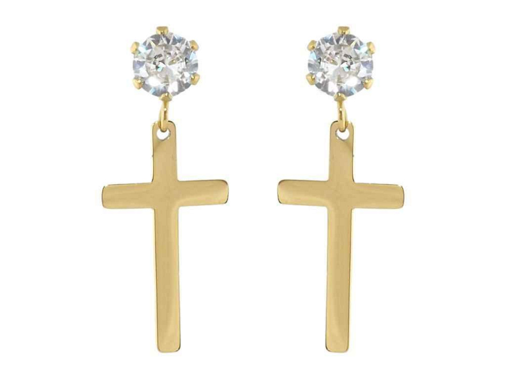 Серьги Stainless Steel 14K пусеты Подвески крестики на кристаллах (201736) ТМ XUPING Киев - изображение 1