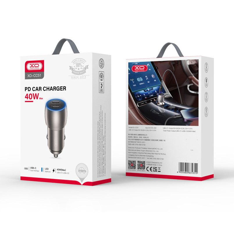 Автомобільний зарядний пристрій XO CC51 PD40W Metal Intelligent Dual + Lightning кабель Львів - фото 11
