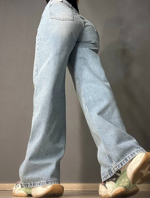 Джинси жіночі Its Basic 2499-3-4 Wide Leg jeans з високою талією широкі рівні від стегна з виточками на стегнах блакитні, блакитний, 40, 40, 78 см, 10 Київ - фото 3