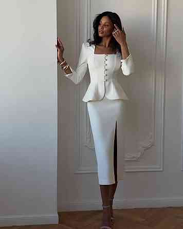 Женский стильный привлекательный костюм двойника Молочный, 42/44 Одесса