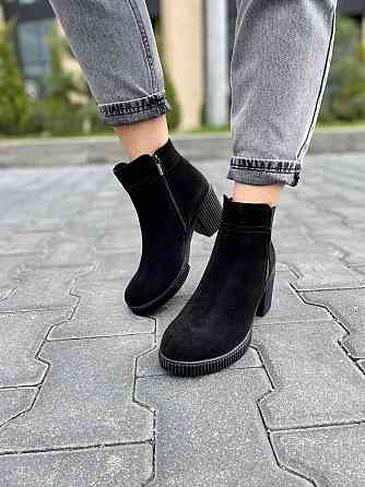 Черевики жіночі VESNA чорні замша натуральна висота 12см каблук 7см (5029) Коломия