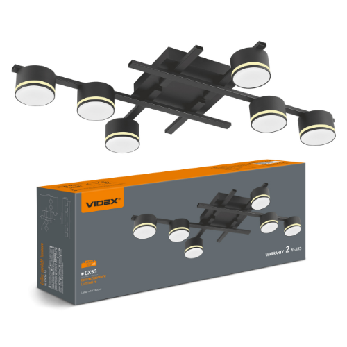 LED Світильник під лампу 6*GX53 накладний чорний VL-SPF31-6B Videx Житомир - изображение 1