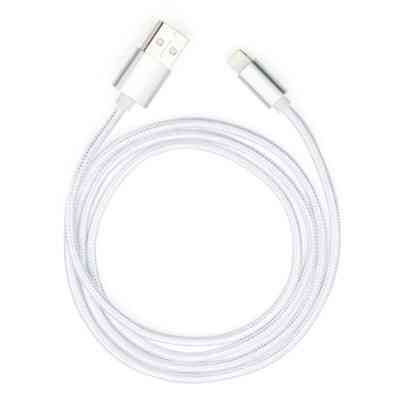 Дата кабель USB 2.0 AM to Lightning 1m nylon silver Vinga (VCPDCLNB1S) Винница