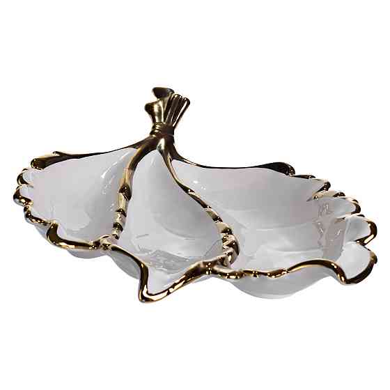 Менажниця фарфоровая на 3 секції з золотом 40×25 см Київ