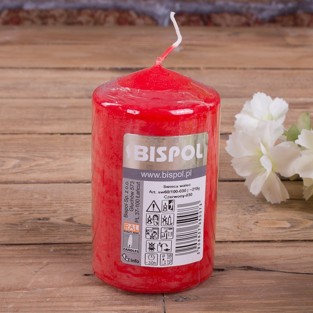 Свічка столова циліндр Bispol AURA Candles sw60/100-030 Червоний Луцк - изображение 8