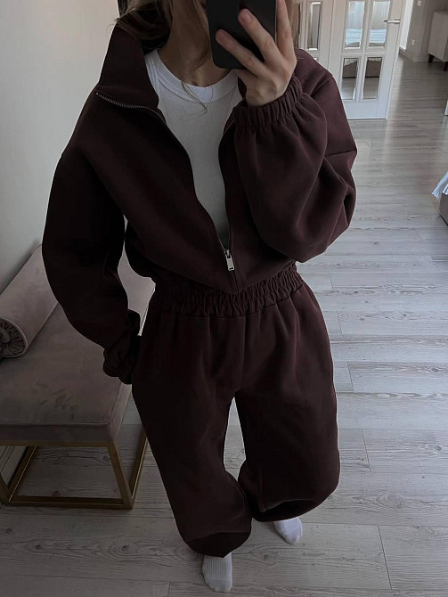 Женский теплый повседневный комбинезон трехнить на флисе Шоколад, 46/48 Одесса - изображение 1