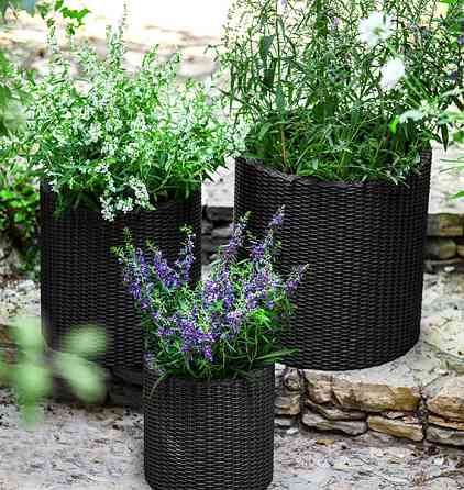 Горщик для квітів Keter 39 л. Cylinder Planter Large, сірий Київ