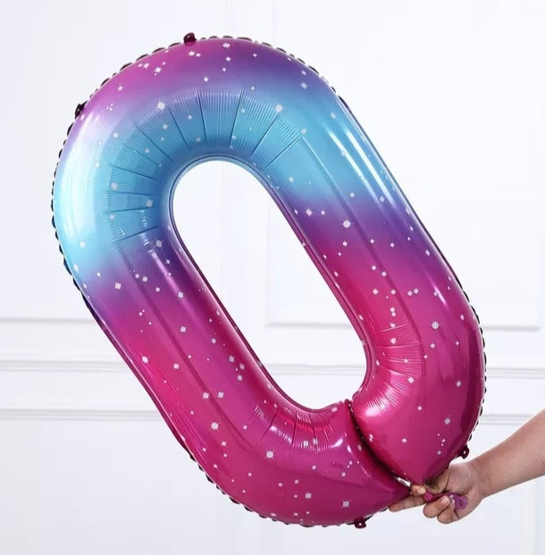 Кулька цифра 0 фольгована з принтом зірок 40 дюймів різнобарвний Київ - фото 1