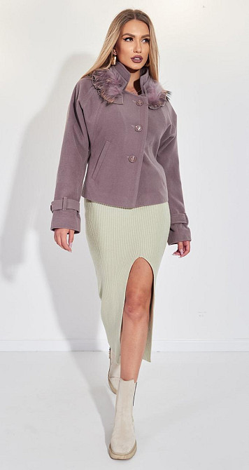 Укорочене пальто з натуральним хутром (42) Київ - фото 1