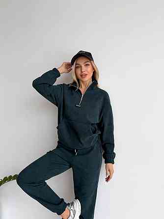 Женский стильный повседневный костюм двойка трикотажный ольвет Зеленый, 42/44 Одесса