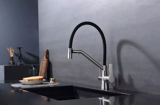 Змішувач для кухні Mixxus FUL-021 REFL.BLACK на дві води з гнучким чорним виливом з нерж. сталі SUS304 (MX0787) Чернівці - фото 2