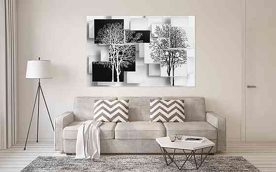 Картина холст у вітальню / спальню Чорно-білі дерева      MLP_17  ( 60х30см ) 70x140 см Київ