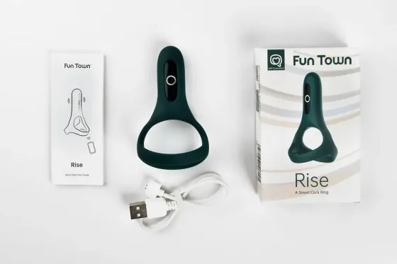 Подвійне ерекційне кільце Fun Town Rise Turquoise, керування зі смартфона Львов