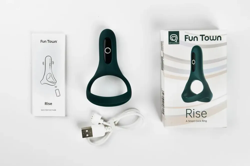 Подвійне ерекційне кільце Fun Town Rise Turquoise, керування зі смартфона Львів - фото 4
