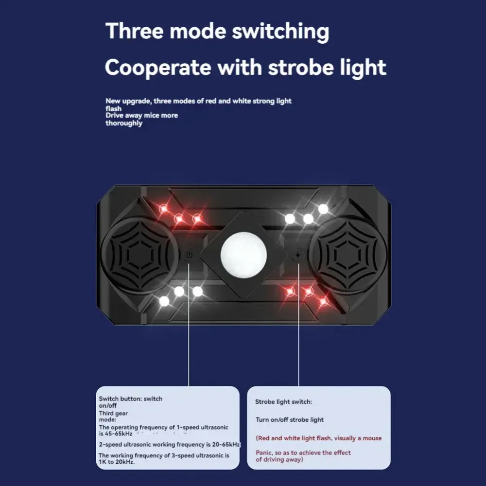 Ультразвуковой репеллент от насекомых Siurn с двумя динамиками, USB-питание, 3 режима, черный Коломия - фото 4