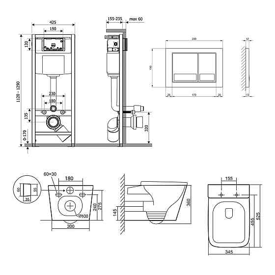 Готовое решение Qtap для ванной комнаты: подвесной унитаз Tern Ultra Quiet 525x345x360 + комплект инсталляции Nest 4 в 1 Киев