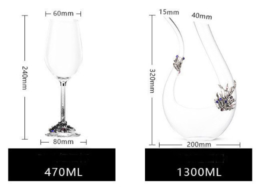 Декантер графин для вина U-подібний 2 келихи з СРІБНИМ метал декором, кристалами ПОДАРУНКОВА УПАКОВКА Кременчук - фото 6