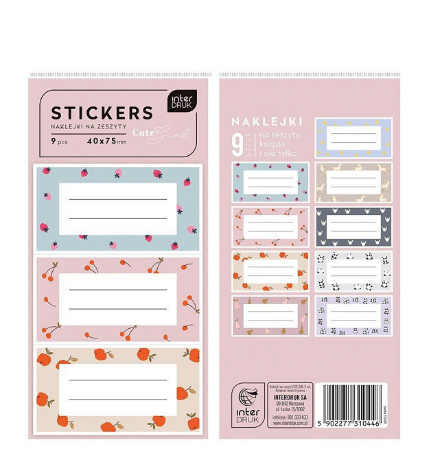 Наліпки на зошити 9шт.CUTE GIRL/5/, шт Київ - фото 1