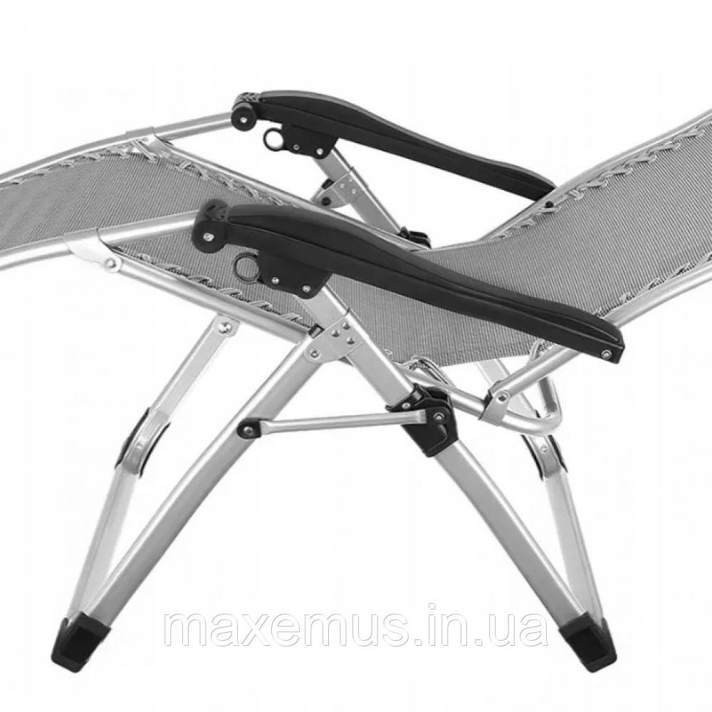 Раскладное кресло шезлонг туристический Bonro BG-007 серый Садовый лежак пляжный шезлонг Мостиська - фото 7