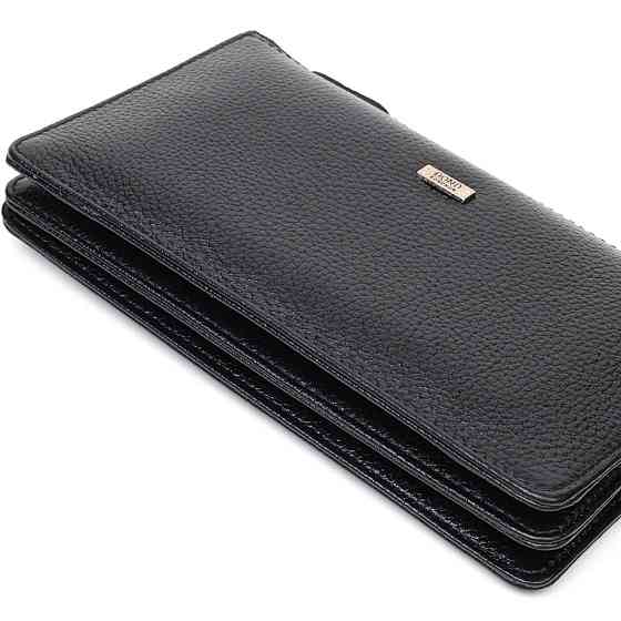 Цікавий клатч на два відділення з натуральної шкіри флотар BOND 22047 Чорний Київ