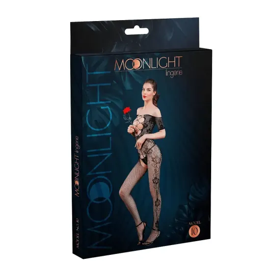 Бодістокінг з доступом Moonlight Model 10 XS-L Black, імітація шнурівки, квітковий декор, відкриті п Львів